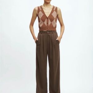 Reformation Wide-Leg Mason Pants in Brown - US 6